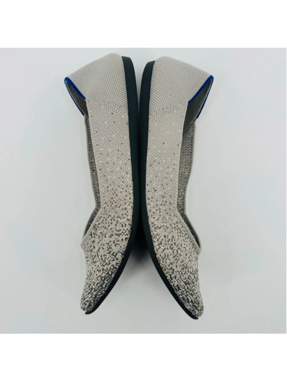 Rothy's The Point Flats Silver Gray Metallic Pearl Knit Size 7.5